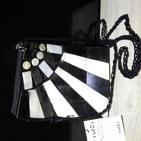 Mad Style Handbags - Handmade Silk Mother of Pearl Crossbody Purse Wedding Formal Party Prom Dance